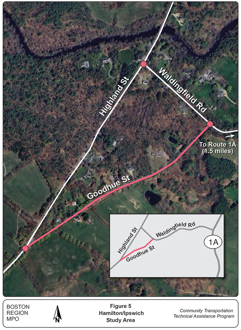 Figure highlighting the proximity of the study area to Route 1A Figure highlighting the proximity of the study area to Route 1A
